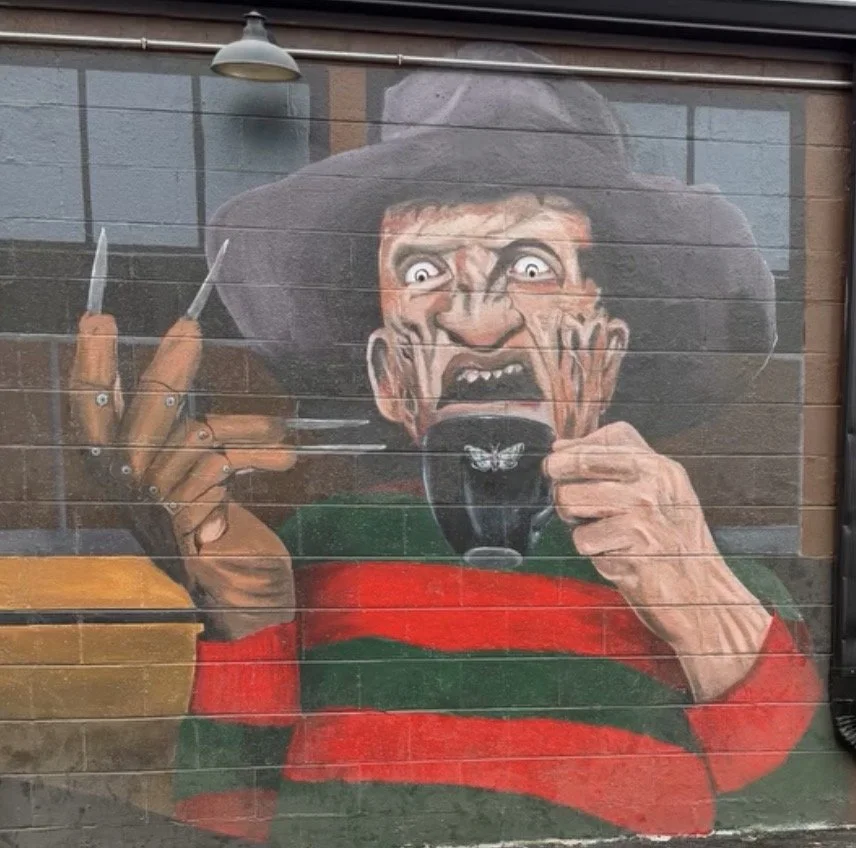 Black House Cafe horror movie memorabilia wall decor Fountain Square Indianapolis